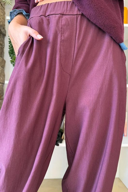 Bengaline Carrot Leg Trouser Aubergine